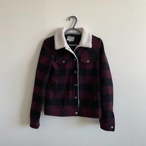 Sherpa Collar Plaid Jacket Size XS